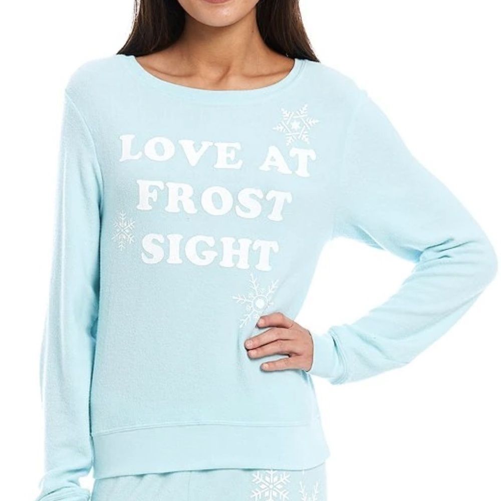 NWT Wildfox Long Dolman Sleeve Crew Neck Love at Frost Sight Pullover